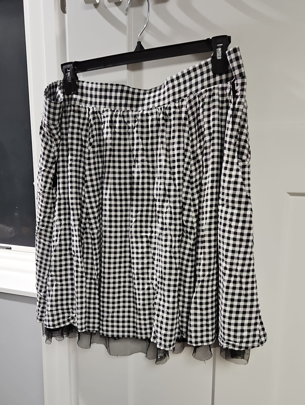 Black & White Gingham Pleated Skirt